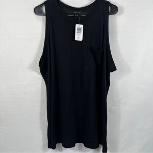 Torrid NWT Black Lightweight Linen Blend Crew Neck Pocket Tank 0768
